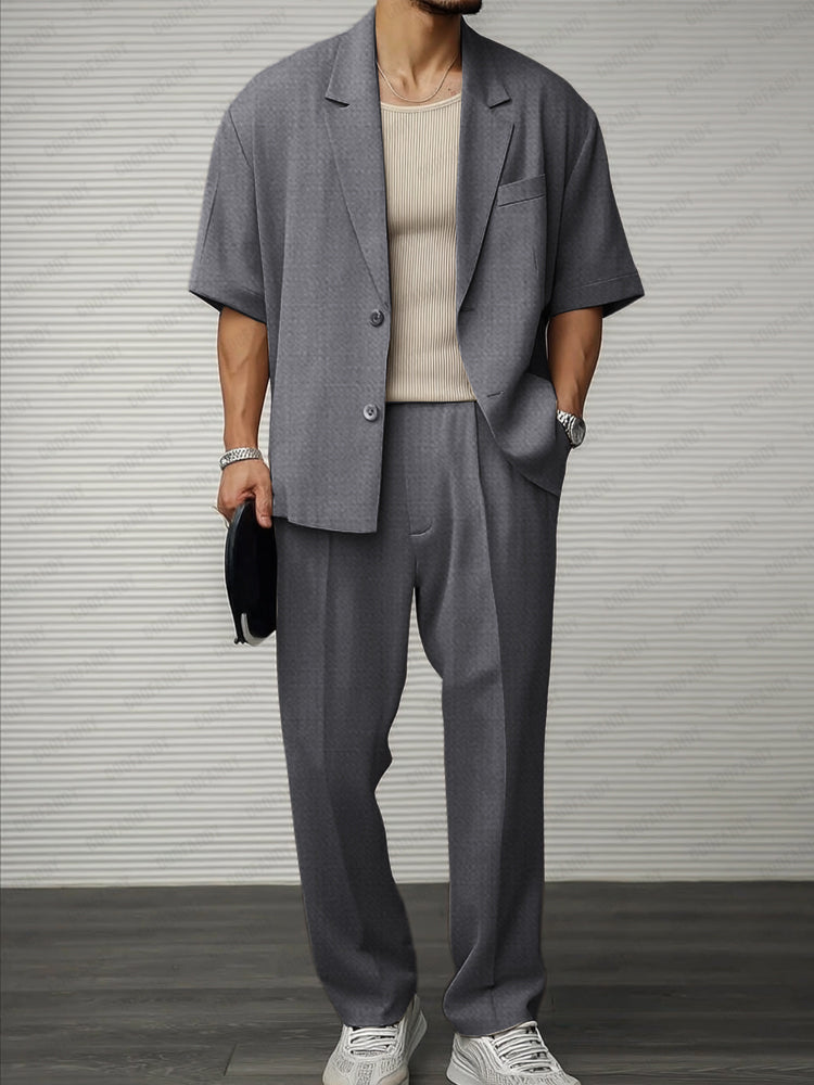 Moderne casual dunne blazer- en broekenset