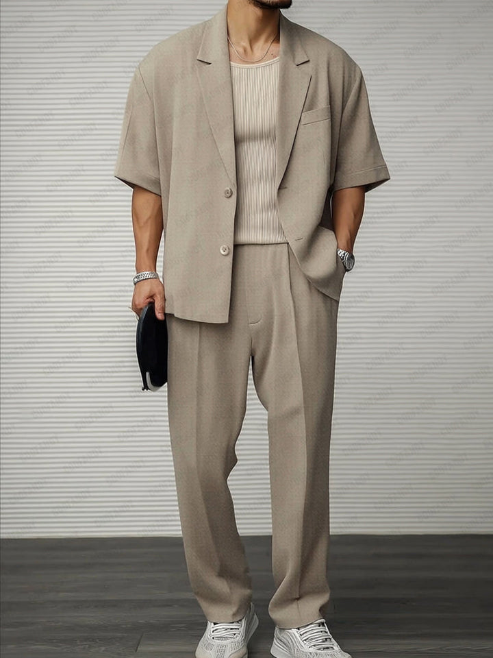 Moderne casual dunne blazer- en broekenset