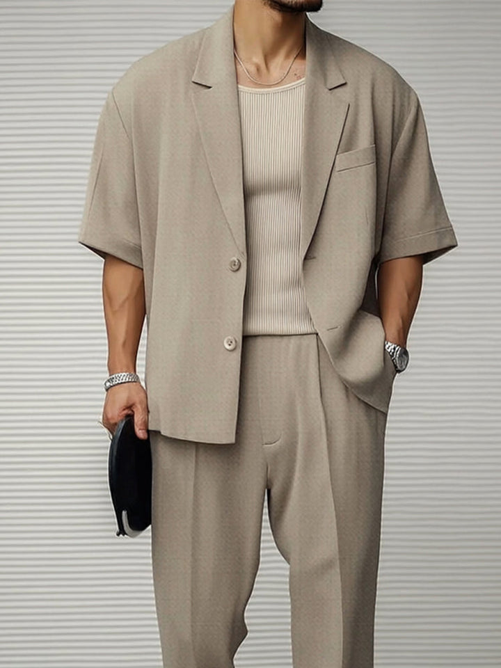 Moderne casual dunne blazer- en broekenset