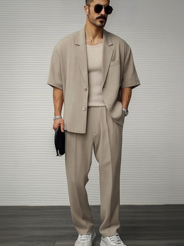 Moderne casual dunne blazer- en broekenset