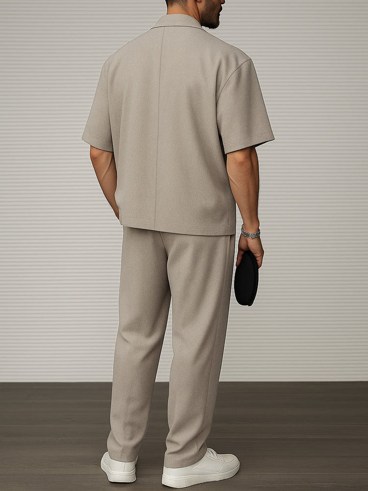 Moderne casual dunne blazer- en broekenset