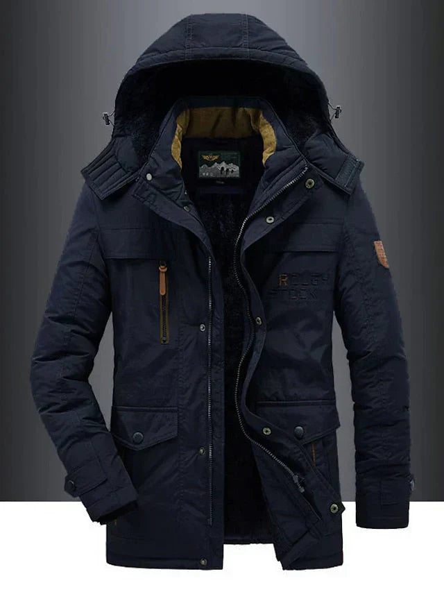 Warme Heren Fleece Winterjas Van Premium Wolmix