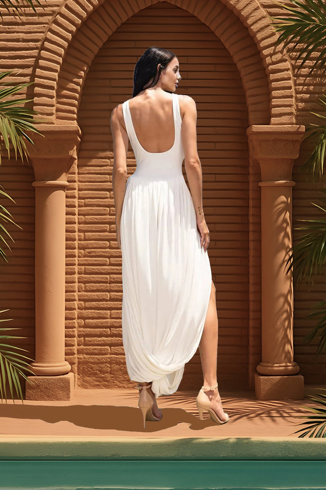 Gedrapeerde maxi-jurk